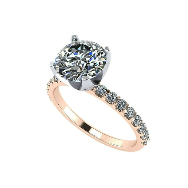 Solitaire Moissanite Ring Blue Diamond Ring Valentine/'s Day Gift Ring 10K Solid Rose Gold 7.5 MM Blue Round Cut Moissanite Ring